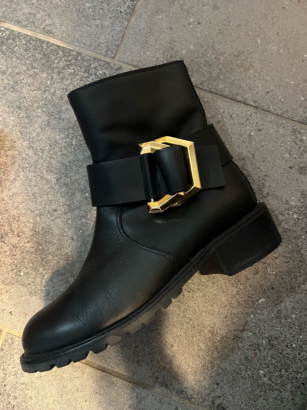 Giuseppe Zanotti Design Black Leather Biker Boots  Gold Hardware. Size 36. EUC